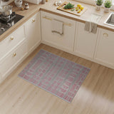 Pink Grey Hexagon Geometric Area Rug
