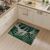 Vintage Monstera Leaves Green Area Rug