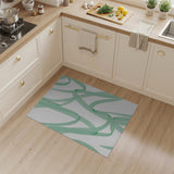 Mint Green Flowing Wave Abstract Area Rug