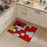 Bold Red Puzzle Geometric Area Rug