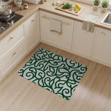Elegant Green Swirling Vine Area Rug
