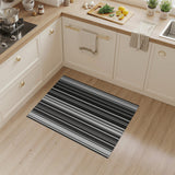 ODIKA Modern Black and White Striped Washable Rug - Low Pile Non-Slip Area Rug