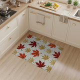 Red Gold Maple Leaf Pattern Area Rug