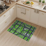 Green Geometric City Map Area Rug