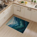 Teal Blue Mountain Valley Landscape Rug