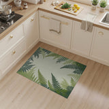 Floral Vintage Lush Green Fern Border Area Rug