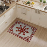 Ornate Red Dharmachakra Medallion Rug
