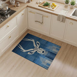 Geometric Blue Deer Head Area Rug