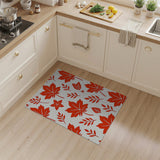 Bold Red Maple Leaf Pattern Area Rug