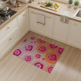 Vibrant Pink Orange Swirling Circles Area Rug
