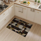 Modern Geometric Abstract Area Rug in Gold Black Beige