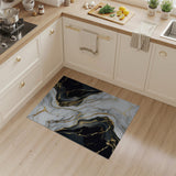 ODIKA Modern Black and Gold Marble Washable Rug, Low Pile Non-Slip Area Rug