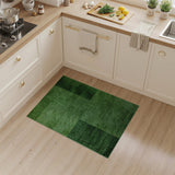 Lush Green Geometric Block Shag Rug