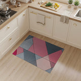 Pink Grey Geometric Patchwork Area Rug
