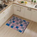 Vibrant Blue Pink Gray Geometric Tile Area Rug
