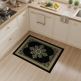Elegant Gold Mandala on Black Area Rug