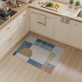 Geometric Modern Teal Gold Geometric Abstract Area Rug