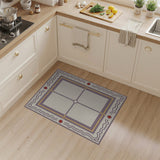 Purple Framed Geometric Cream Area Rug