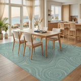 Teal Swirl Abstract No. 6 Area Rug