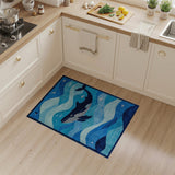 Whimsical Whale Ocean Waves Blue Area Rug