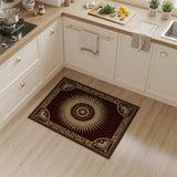 Ornate Gold Sunburst Maroon Persian Rug
