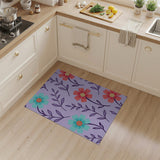Teal Coral Daisy Blooms on Purple Area Rug