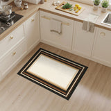 Brown Tan Striped Border Area Rug
