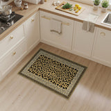 Tan Leopard Print Area Rug with Ornate Borders