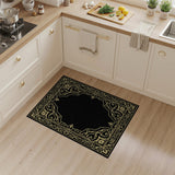 Luxurious Gold Ornate Border Black Area Rug