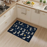 Whimsical Navy Cat Silhouettes Area Rug