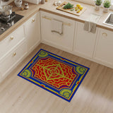 Red Persian Medallion Rug with Blue Border