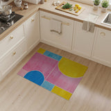 Vibrant Geometric Pink Blue Yellow Area Rug