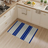 Navy Blue and Cream Striped Area Rug