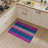 Vibrant Pink Teal Striped Woven Rug