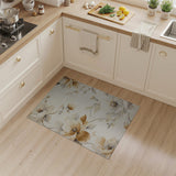Beige and Neutral Ivory Peony Floral Area Rug