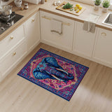 Majestic Blue Elephant Heritage Tribal Rug
