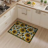 ODIKA Vintage Sunflower Washable Area Rug - Low Pile Non-Slip Floral Carpet