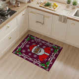 Festive Black Santa Christmas Area Rug