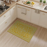 Ornate Yellow Persian Medallion Area Rug
