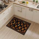 Washable Vintage Halloween Pumpkin & Bats Area Rug, Non-Slip Low Pile