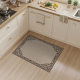 Ornate Beige Scroll Border Area Rug