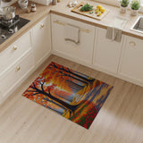 Autumn Tree-Lined Path Orange Area Rug