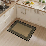 Beige Area Rug with Black Greek Key Border