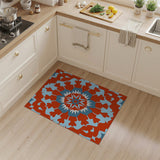 Vibrant Red Teal Geometric Area Rug