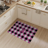 Pink Black Checkered Smiley Face Area Rug