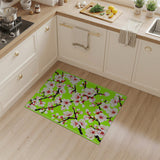 Cherry Blossom Floral Area Rug on Vibrant Green