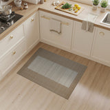Beige Woven Area Rug with Ivory Striped Inset