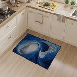 Swirling Blue Waves Geometric Area Rug