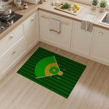 Kids Cartoon Green Baseball Field Area Rug