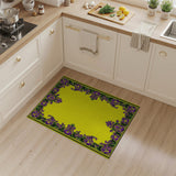 Purple Floral Art Nouveau Border Yellow Area Rug